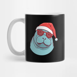 manatee in a Christmas hat Mug